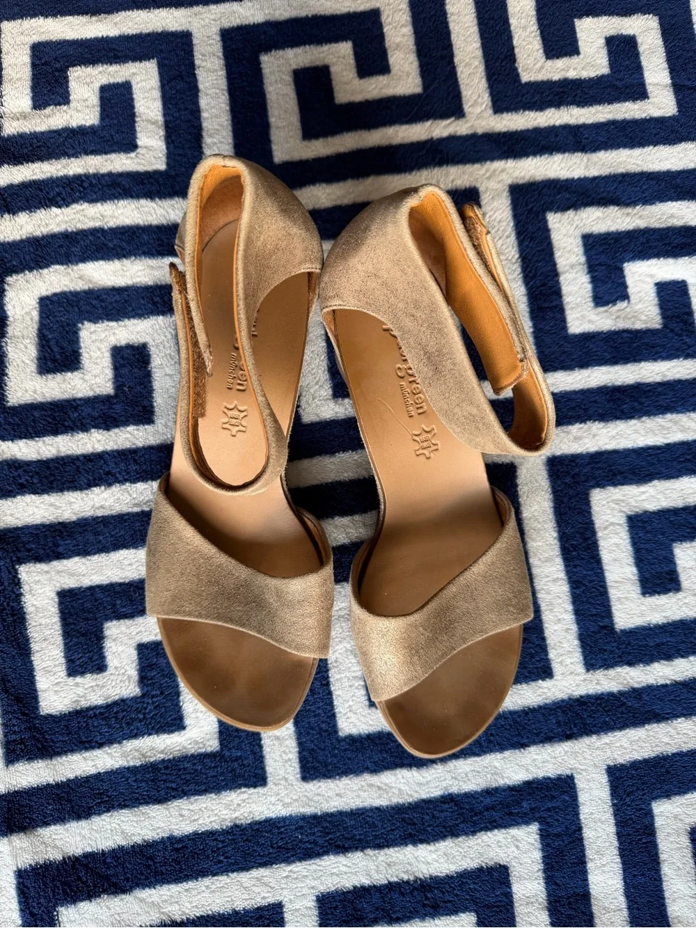 Paul Green Tan Suede Espadrille Wedge Sandals